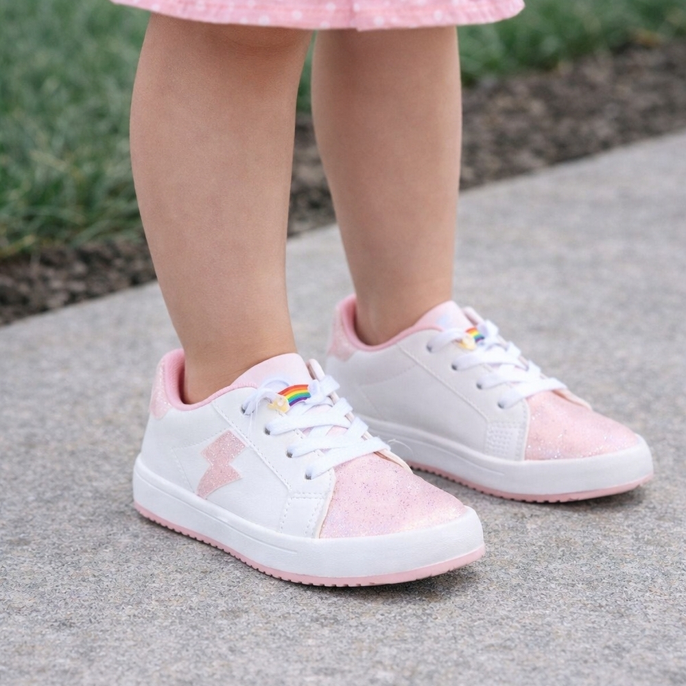 Sincerely Jules Glitter Charm Sneakers White Pink Little Kid Size 3 New